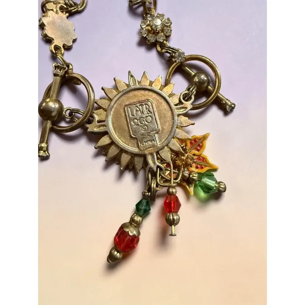 Vintage Lunch at the Ritz LATR2GO Sunflower Charm Bracelet Maximalist 8